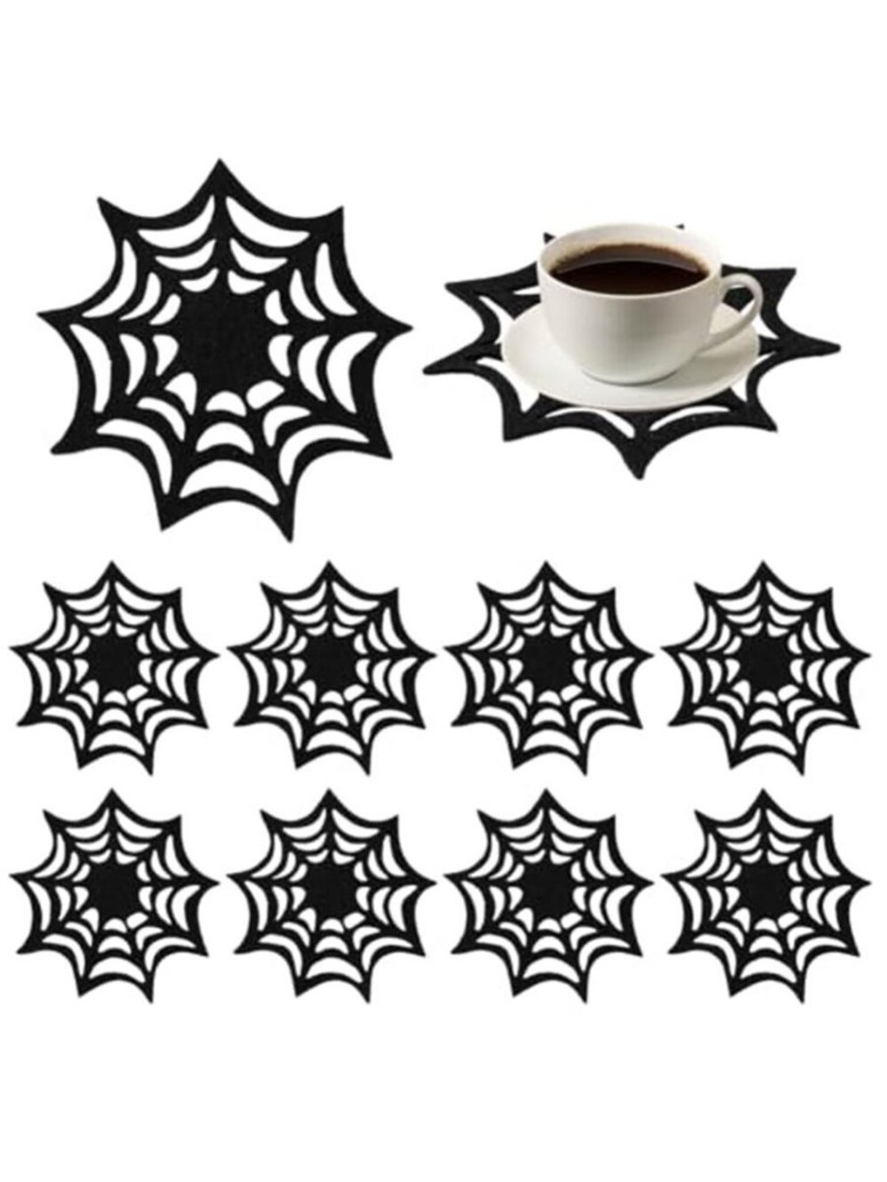 10Pcs Spider Web Coasters Cup Place Mats Non-Slip Heat Resistant